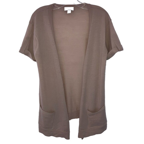 loft cardigan sweater LP Petite Tan Beige Wool Minimalist - Picture 1 of 3